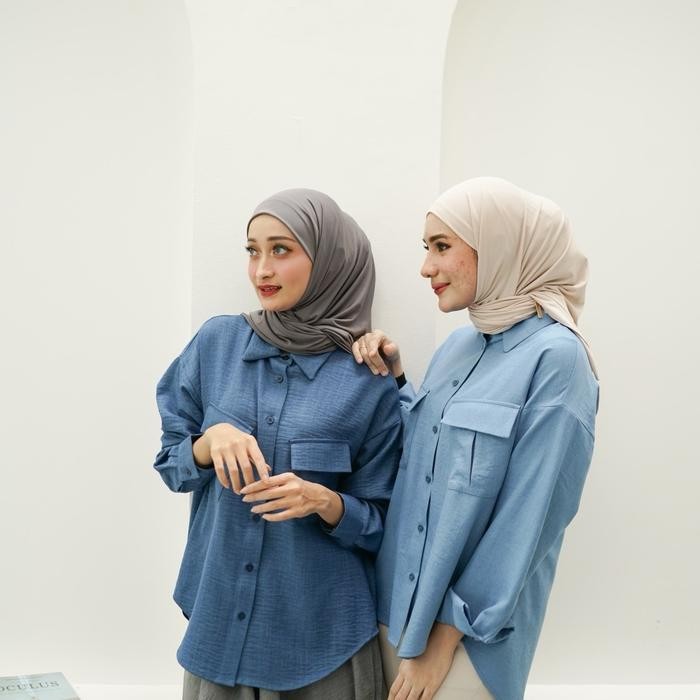Kemeja Casual Denim Linen Oversize Wanita Dewasa By indra L Bruggman