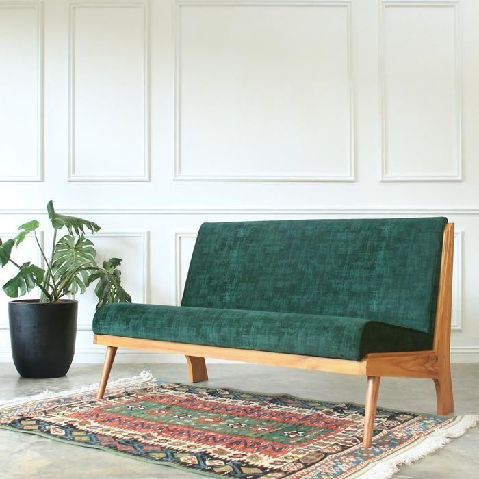 Terlaris Askraft Elena Sofa (Double Seater) - Sofa - Kursi Panjang - Sandaran polos Kayu Jati Solid