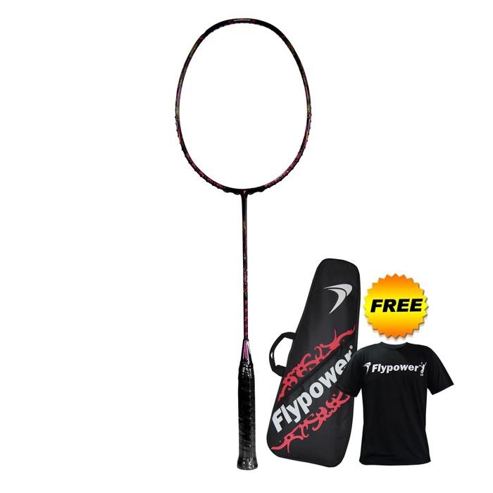 Flypower Comet Raket Badminton Black Hot Pink - Free Tas & Kaos Bulutangkis