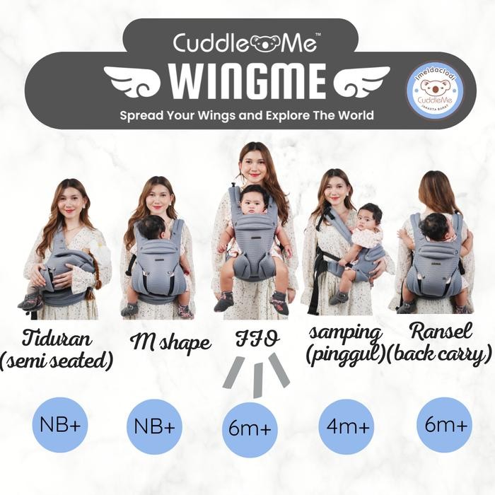Cuddleme Gendongan Bayi Newborn tanpa Hipseat hadap luar WingMe