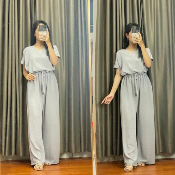 Setelan Crinkle Super JUMBO LD 140 - LD 120 Airflow Baju Atasan Celana Panjang Wanita Kulot