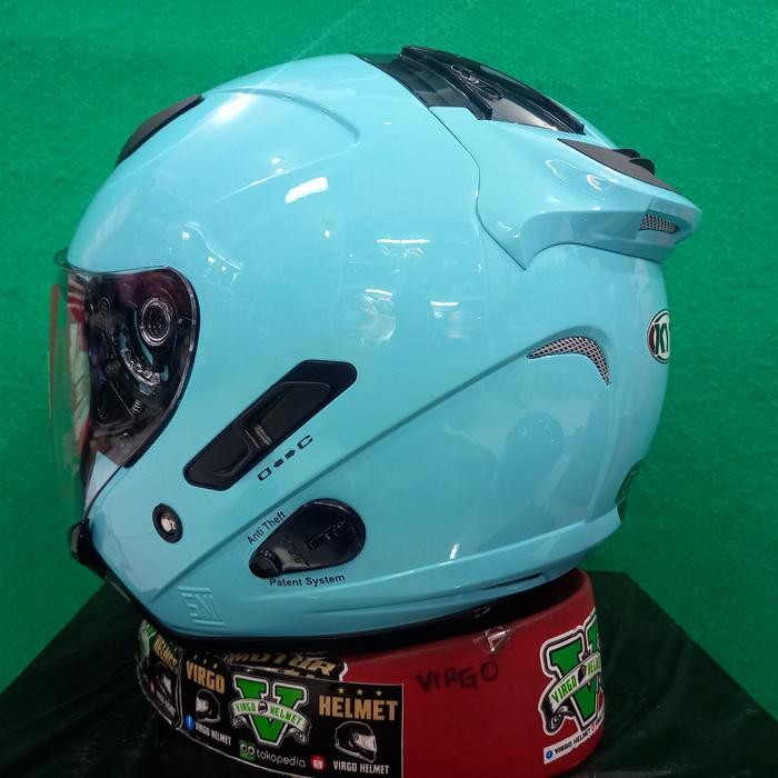 KYT HELM GALAXY SOLID FLAT R AQUA DOUBLE VISOR