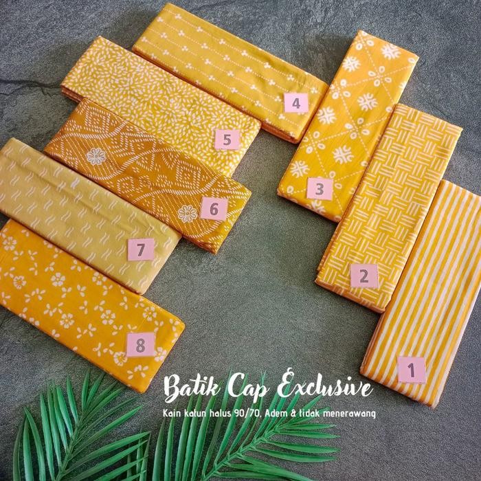 Kain Batik Cap Handmade Serian Kuning Putih - Kuning Kunyit