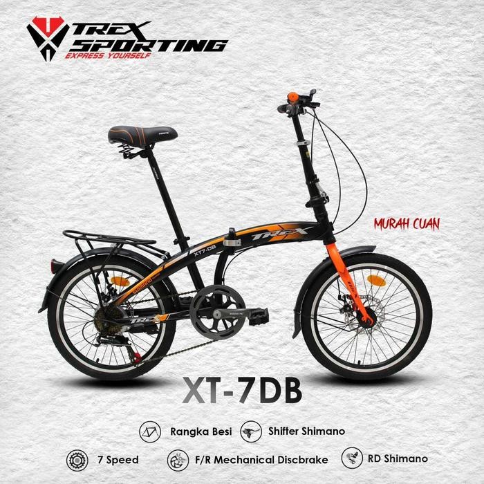 Sepeda Lipat 16 20 Inch Trex Xt 7 Db Shimano 7 Speed Disc Brake Cakram