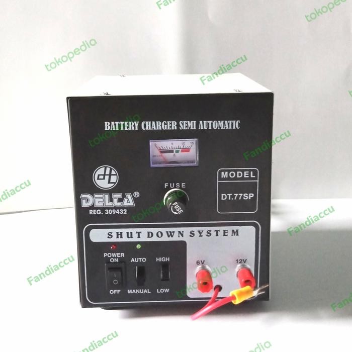 CHARGER ACCU / AKI MERK DELTA DT 77 SP SEMI AUTOMATIC AKI MOTOR MOBIL