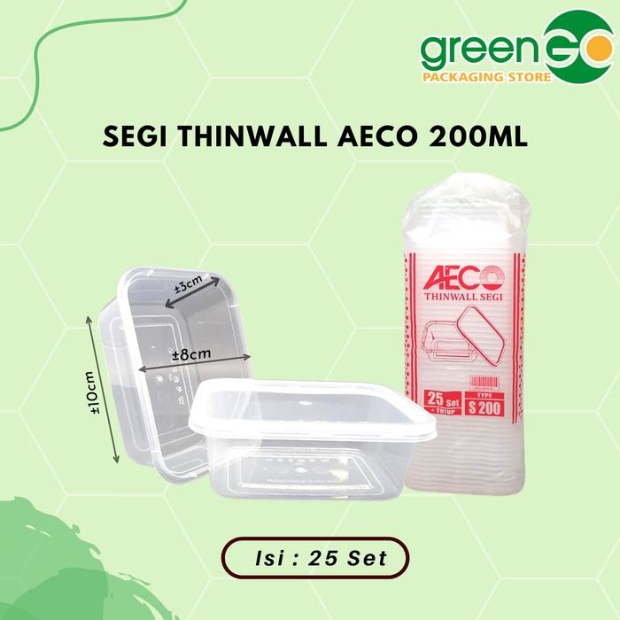 DJJ THINWALL SEGI AECO 200ML 25 SET TUTUP THINWALL KOTAK KECIL BENING