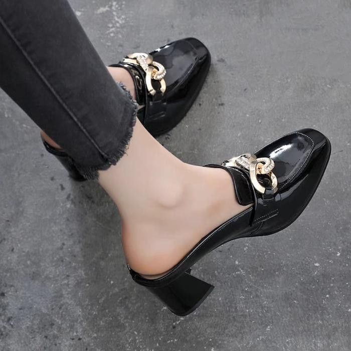 Donatello - Sepatu Wanita Slip On Zoyanda / Hak Tahu Wanita Hitam Shoes