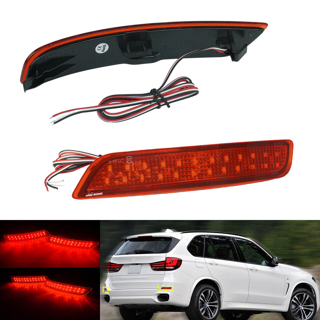 For BMW X5 F15 F85 M 2013-18 Red Lens LED Rear Bumper Reflector Stop Brake Light
