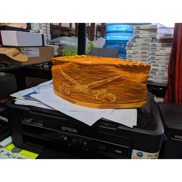 TERMURAH Peci Habib Bahar Kulit Kayu Honai / Peci Kulit Kayu Motif Pedang READY STOCK