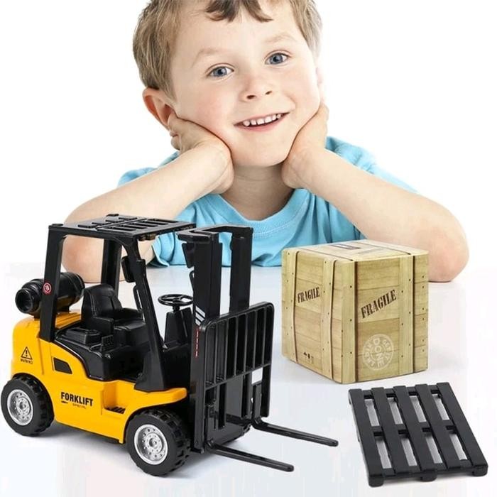 Diecast Miniatur Forklift Alat Berat Mainan Pajangan