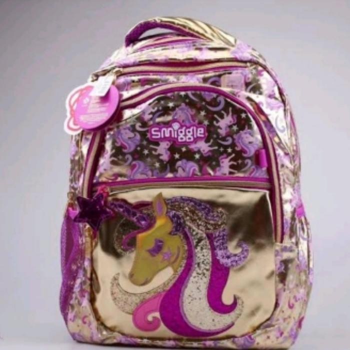 Smiggle Unicorn Gold Backpack Ori/ Tas Ransel Anak Perempuan Sd Smp