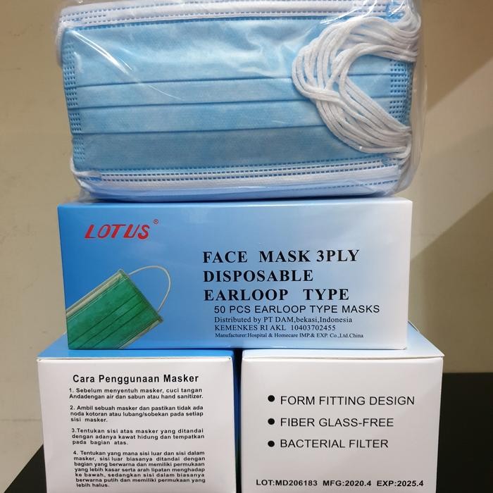KJB Masker Lotus Earloop 3 Ply / Lotus Masker Earloop 3 ply