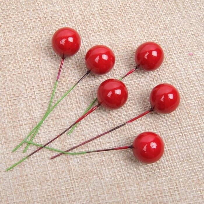 Buah ceri dekorasi natal ornamen pohon natal aksesoris gantungan chery