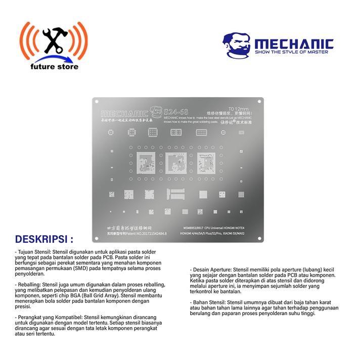 MECHANIC S24-68 CETAKAN IC 0.12MM MSM8953/8917 CPU Universal Redmi NOTE4/For Redmi