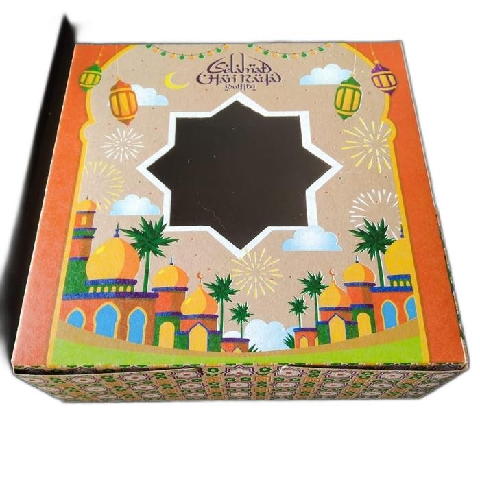 Box Lebaran Mika bahan kraft ukuran 20x20x7.5 cm