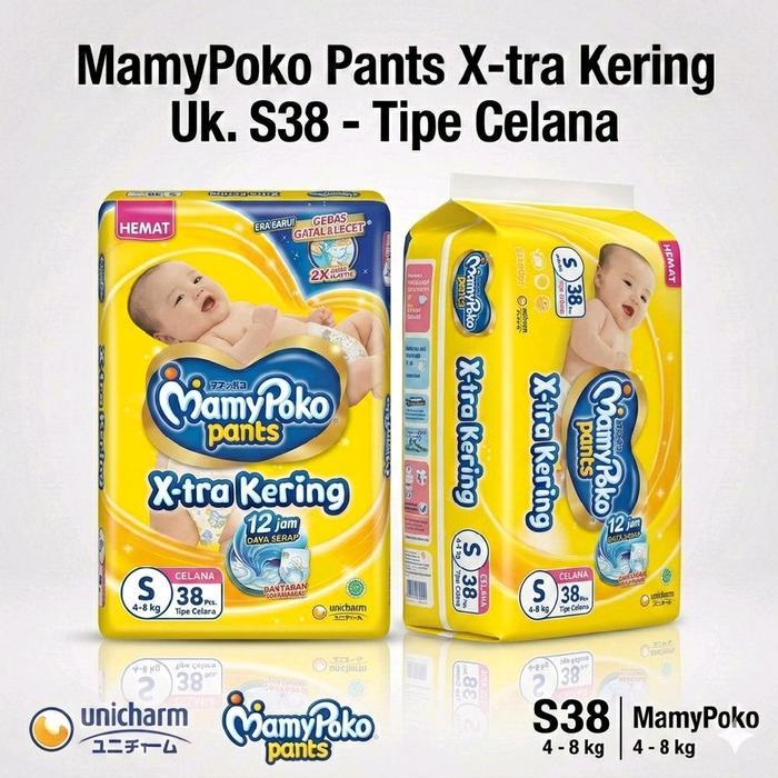 MamyPoko Pampers MomyPoko Uk S38 Tipe Celana X-tra Kering