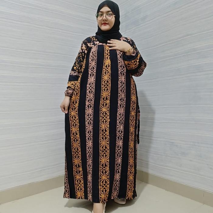 GAMIS BATIK MOTIF QONITA LD 120 PB 135 Muslim Wanita Syari Dress Rayon - 1