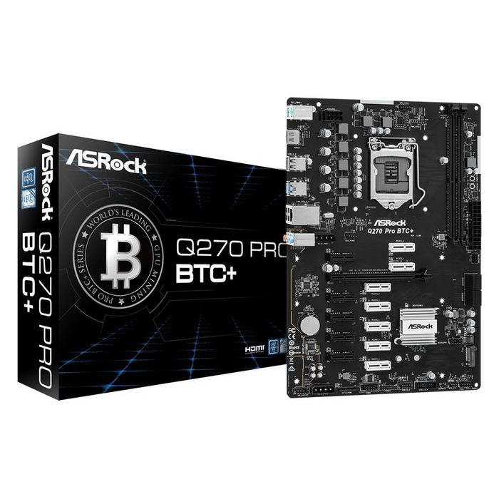 TERBARUUU MAINBOARD MINING ASROCK Q270 PRO BTC+ 13 SLOT PCIE NEW 