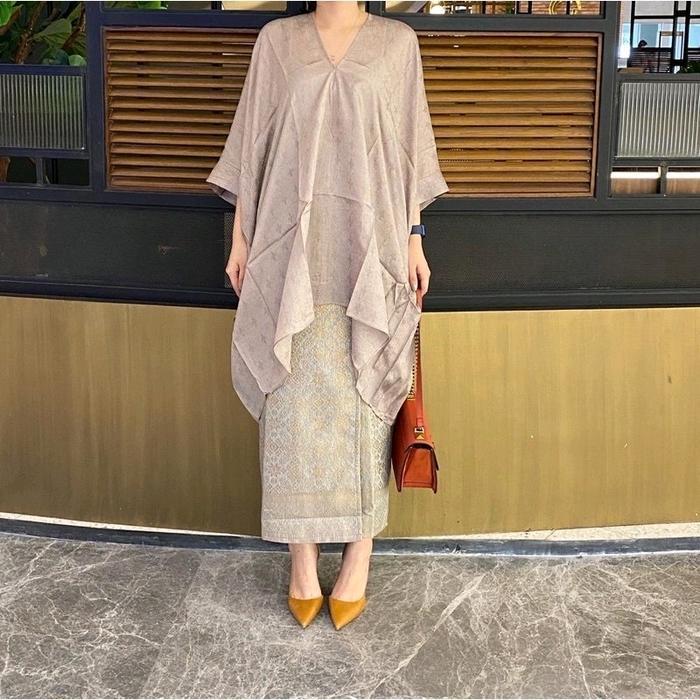 Premium Kaftan Tunik Viscose (Hanya Atasan) Kaftan Aruna Bahan Viscose Baju Batik Polos Simple Baju