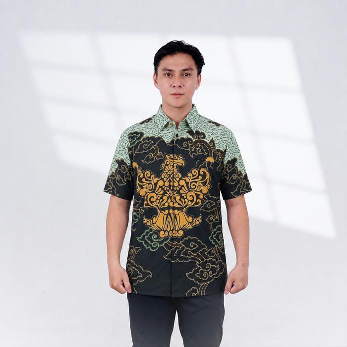 BATIK TRUSMI Kemeja Batik Pria Atasan Pria Batik DB 10963 MKR Hitam