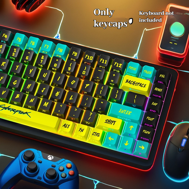 129 Keys Cyberpunk Keycap Cherry Profile Side Engraved Translucent Keycaps Pbt Custom Adapted