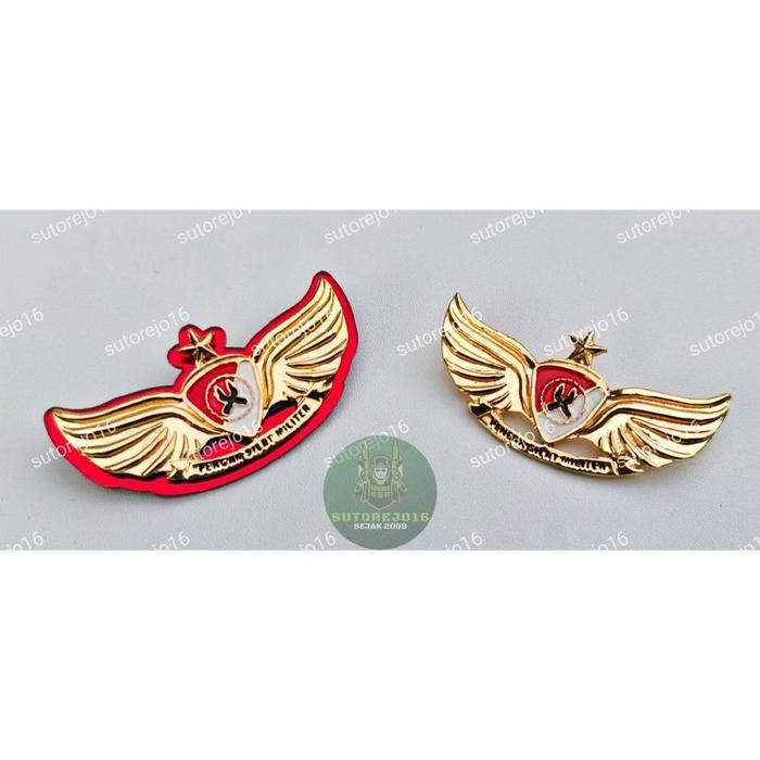 PIN BREVET BRIVET BREFET WINGS PSM PENCAK SILAT MILITER LATAR MIKA AKRILIK MIRROR WARNA MERAH 6x3 cm