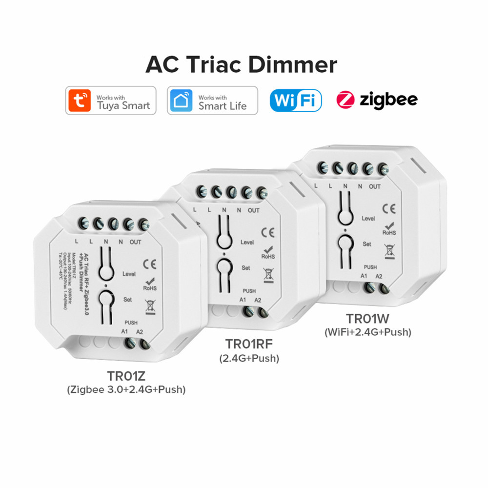 Triac AC Dimmer Zigbee3.0 Home Smart LED Bulb Dimmer Hub APP/WIFI/Voice/Remote Control Push Dimmer