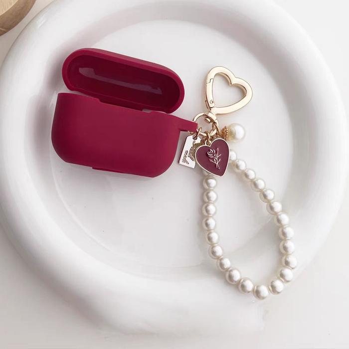 Wine Red Silicone Earphone Case for apple Airpods 1/2/3/4 Pro 2nd Bluetooth Headset Box With Sweet