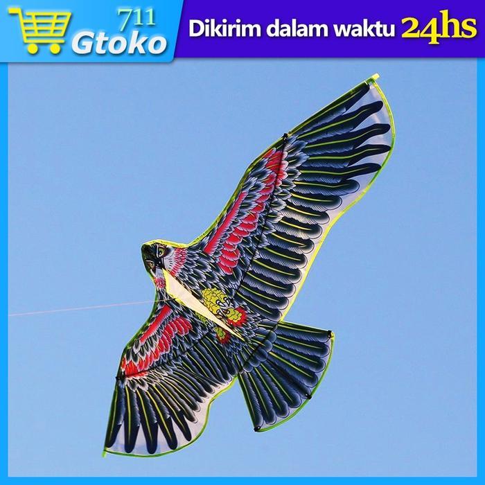 1,7 meter Layangan Elang Jumbo Lukis Kain Layang Elang Mainan Layangan Layangan Jumbo motif elang