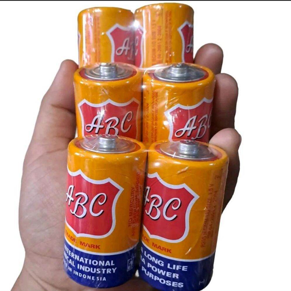 3 pasang/6 pcs ABC BESAR R20 KUNING batu baterai tipe D (1,5 volt) batu batre radio, senter besar. G