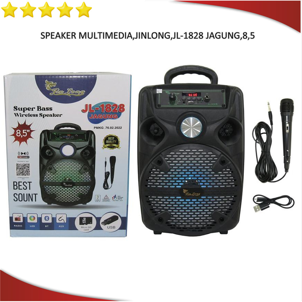 Spiker speaker karaoke bluetooth JINLONG JL-1828 JAGUNG 8.5 Full Bass