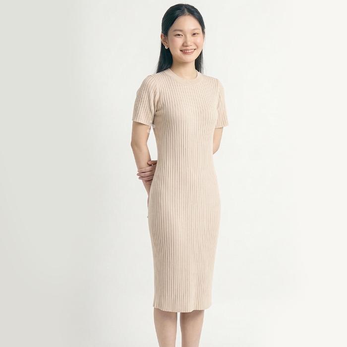 Shenelin Baju Hamil Kekinian Abigail Knit - Baju Dress Hamil Long Maternity Dress Kekinian Stretch N