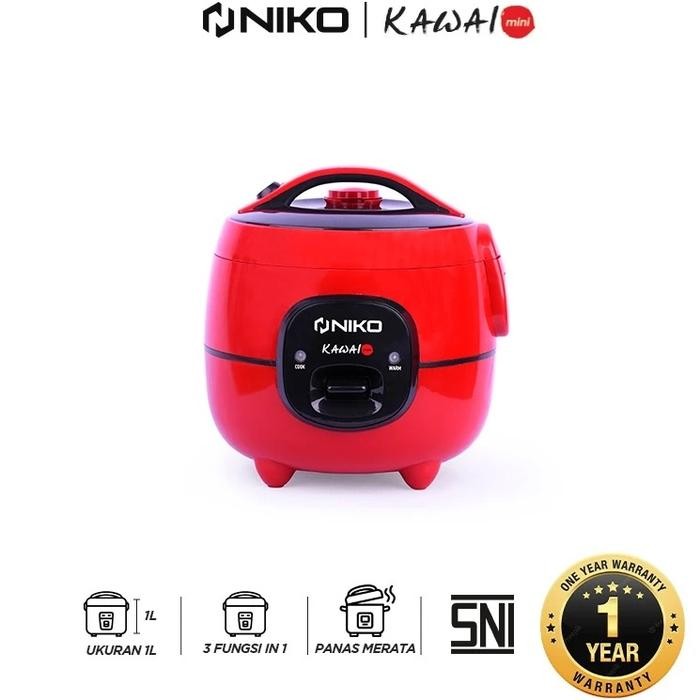 Niko Kawai Rice Cooker / Magic Com 1 Liter 3 In 1 Bonus Gelas Ukur Dan Sendok Nasi - Free Ongkir