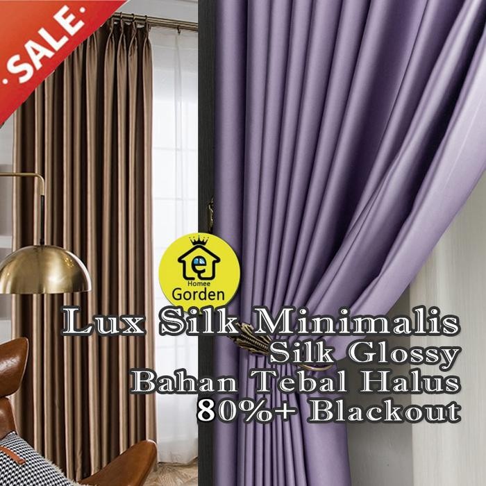 Gorden polos Minimalis Blackout Dimunt Warna coklat Ungu