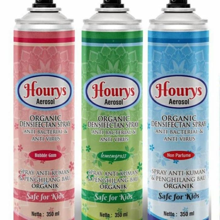 HOURYS AEROSOL ORGANIC DESINFEKTAN SPRAY BUBBLEGUM 350 ML