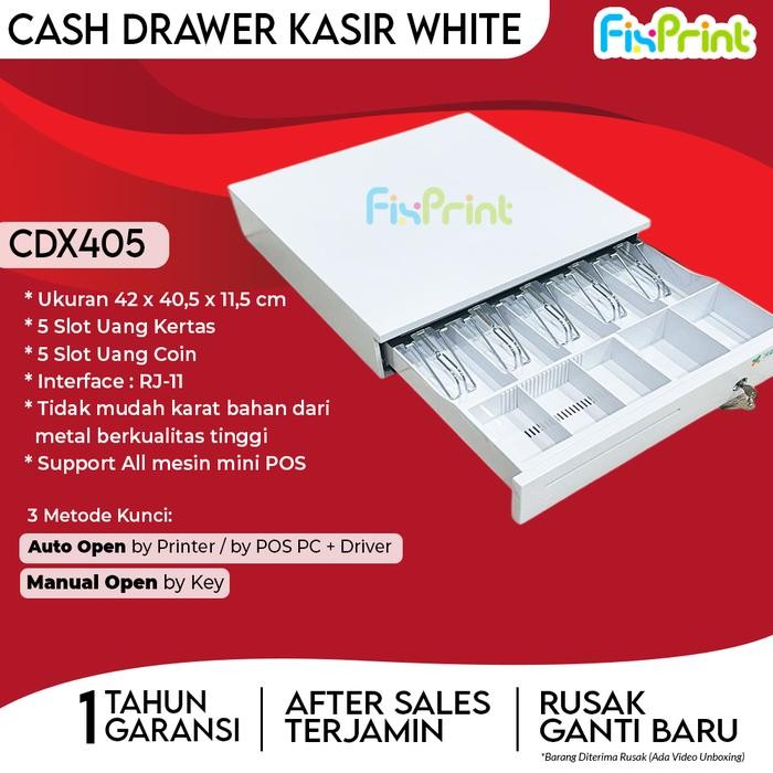 

CASH DRAWER XANTRI CD X405 BLACK WHITE LACI PENYIMPANAN IWARE UL400 LACI KASIR UANG INTERFACE RJ-11