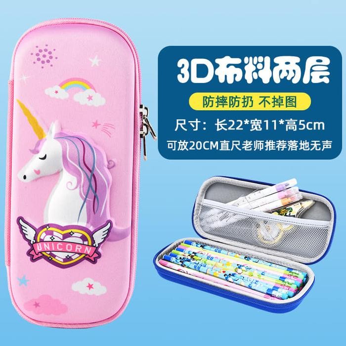 

PENCIL CASE KOTAK PENSIL ANAK PEREMPUAN IMPOR UNICORN 3D