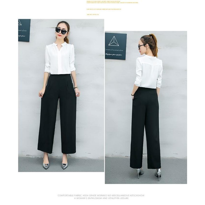 ASLI SETELAN BAJU KANTOR WANITA FORMAL KEMEJA PUTIH DAN CELANA KULOT READY STOCK