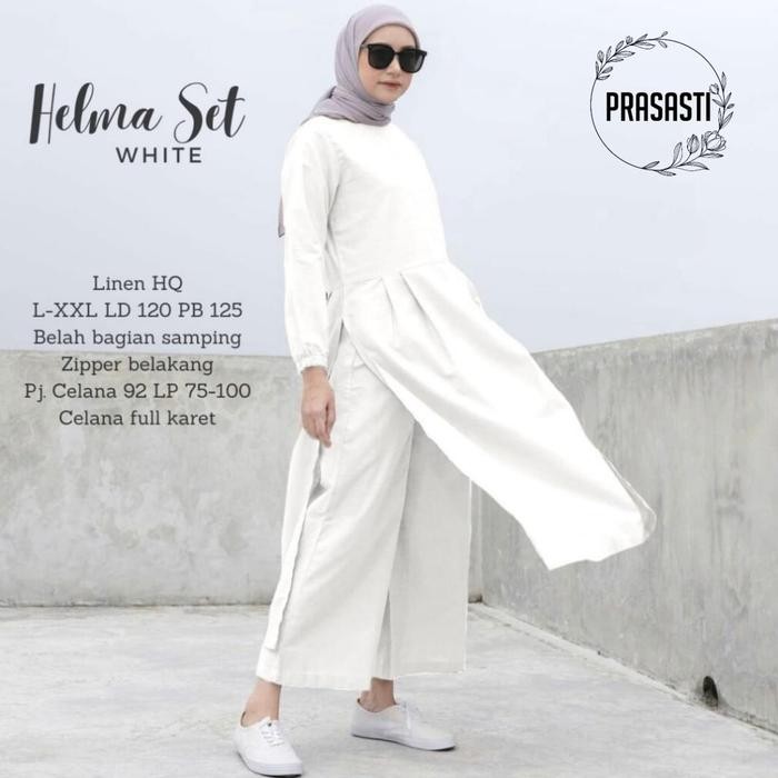 ASLI baju setelan celana wanita tunik katun HELMA SET READY STOCK