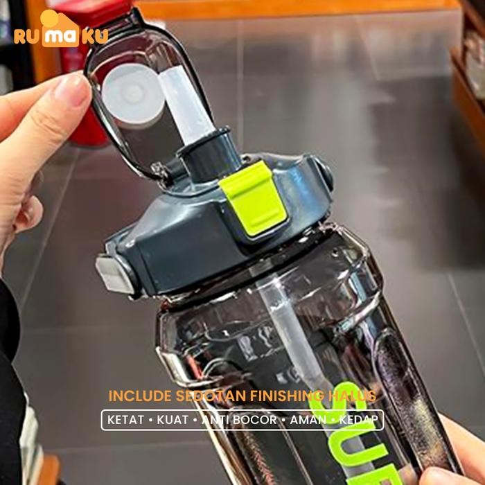 Rumaku Botol Minum Jumbo Sport 2 Liter Transparan Botol Minum Plastik Bening Motivasi Bpa Free