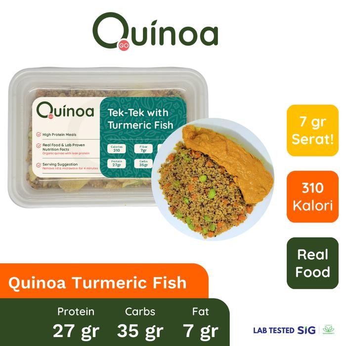 

NEW PRODUK QUINOA GO HIGH PROTEIN LOW CALORIE DIET QUINOA TEK TEK WITH TURMERIC FISH