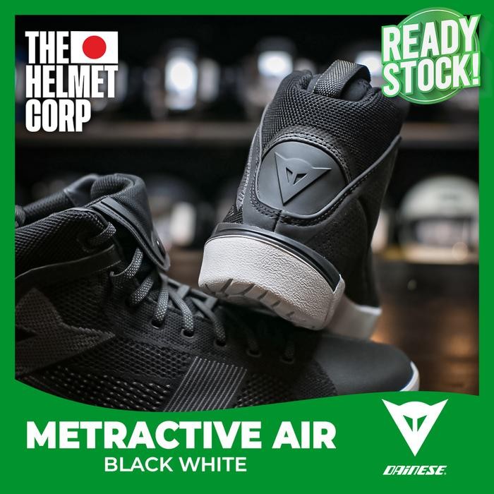 SEPATU METRACTIVE AIR DAINESE RIDING SHOES BLACK WHITE ORIGINAL