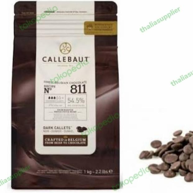 Pilihan- Callebaut 811 Belgian Coklat Dark 54,5% Berat 1 Kg Coin Coklat, Pouch