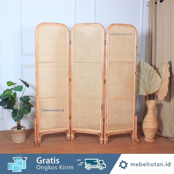 TERMURAH penyekat pems ruangan lipat / sketsel rotan - 3daun READY STOCK