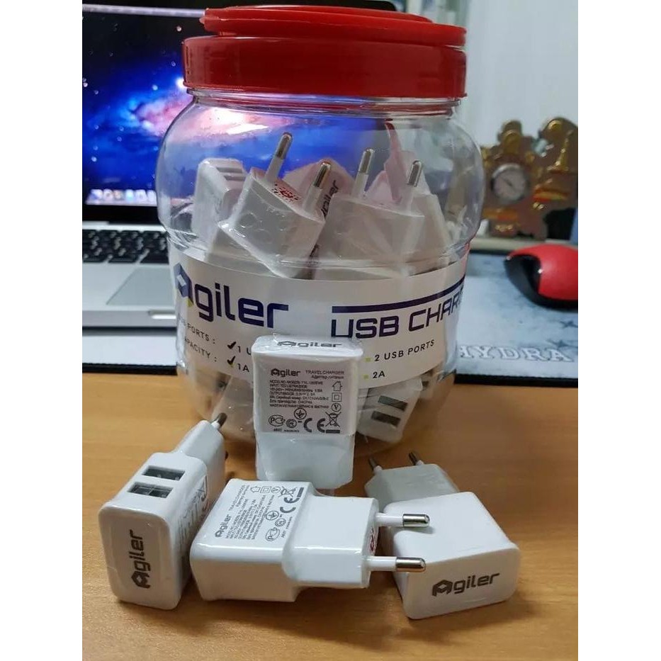 Agiler Usb Charger Kepala Charger 2 Usb Port Max 2.1 A - Original Nt-2