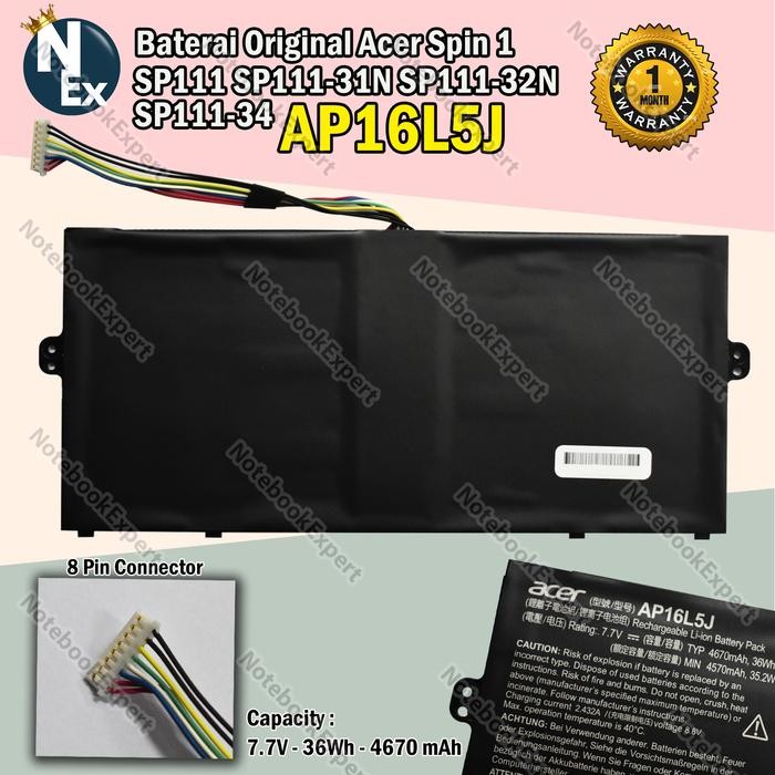 Berkualitas Baterai Battery Acer Spin 1 Sp111 Sp111-31N Sp111-32N Sp111-34 Ap16L5J Terlariss 