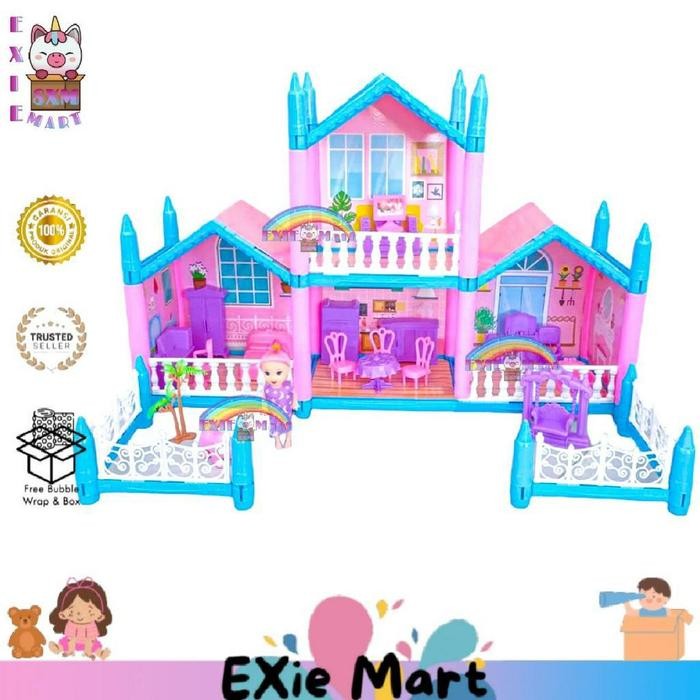 Mainan Anak Diy Merakit Rumah Boneka Dream House Mainan Anak Perempuan Rumah Rumahan Boneka