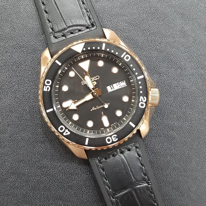 Seiko 5 Srpd76K1 Automatic Black Dial Black Silicone Strap Srpd76