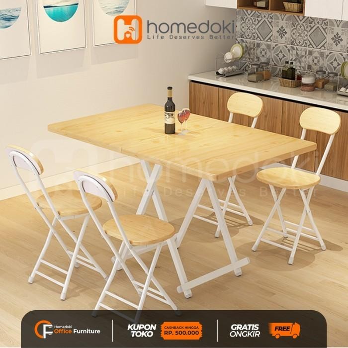 Meja Lipat Portable/ Meja Makan portable/ Meja Lipat Besi/ Meja Kayu