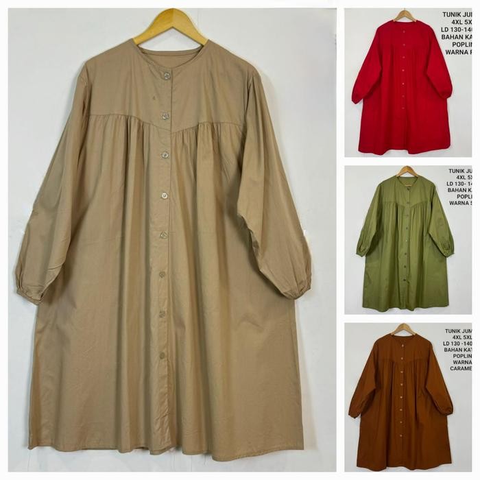 Tunik Jumbo Ld 130-140 Cm Model Polos Kekinian Bahan Katun Poplin